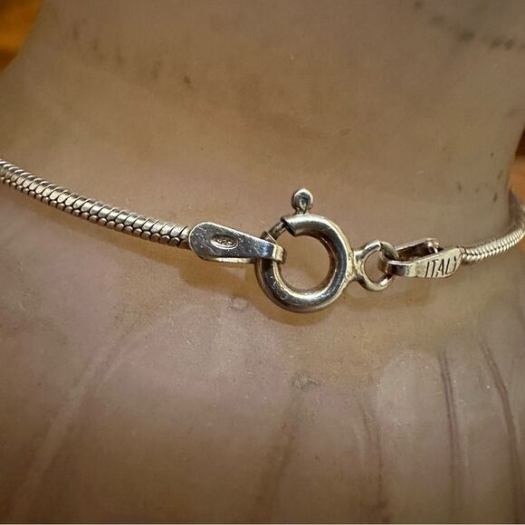 Vintage Italian Sterling Silver snake chain bracelet with ball detail 7” long - Picture 5 of 6